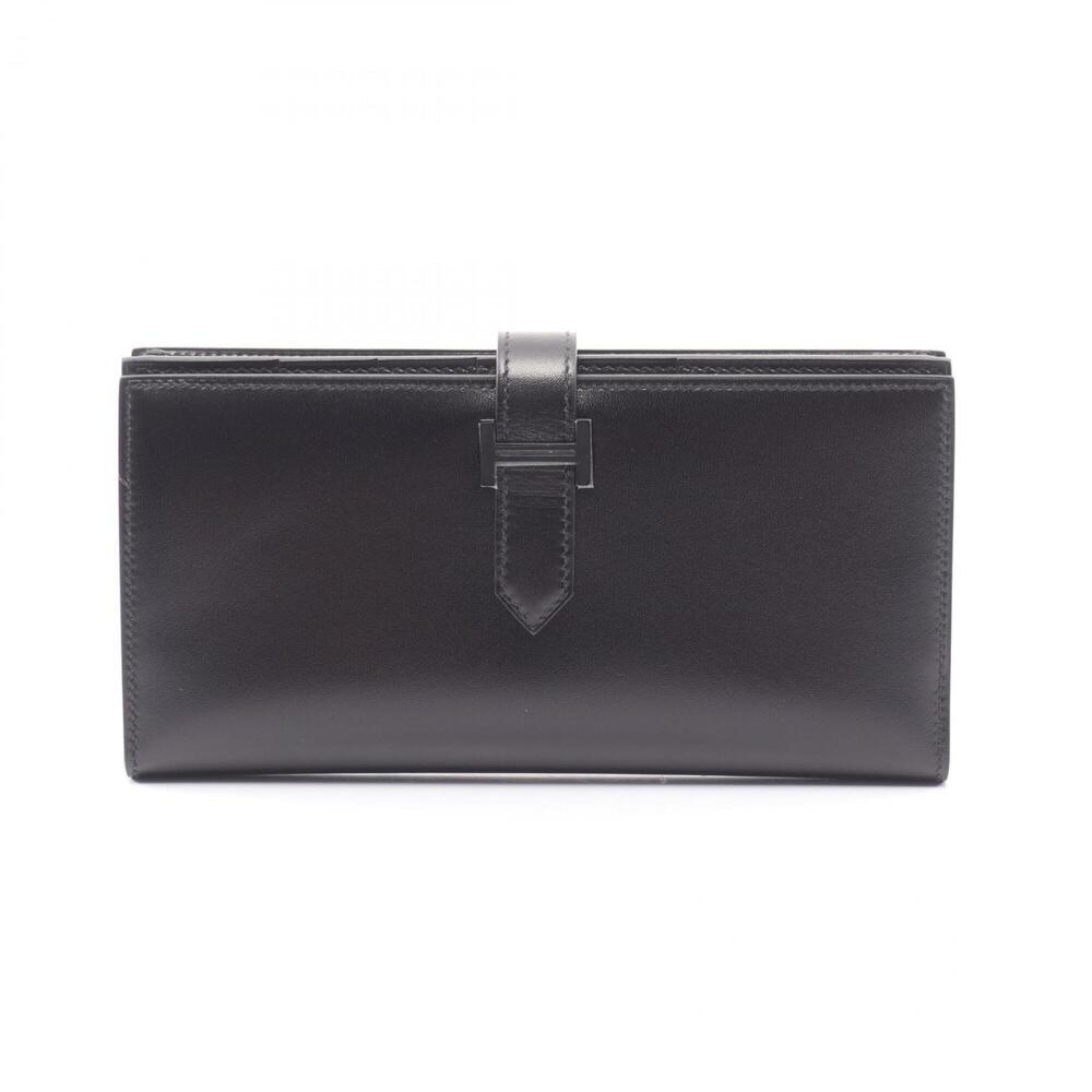 Hermes Bearn Soufflé Monochrome Bi-fold Long Wallet with Combination Hardware...
